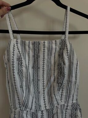 Old Navy White Striped Embroidered Spaghetti Strap Women's Jumpsuit
